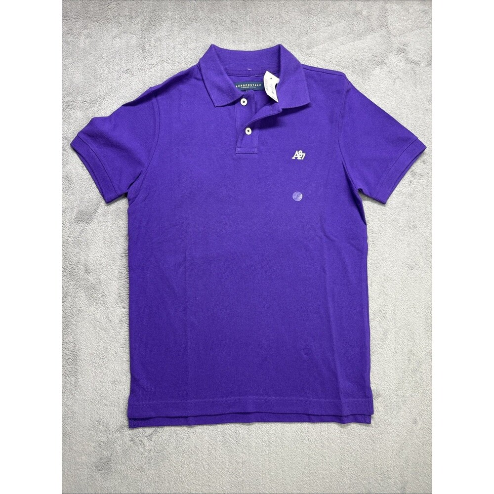 Aeropostale Men's Solid Purple Short Sleeve Polo Size S